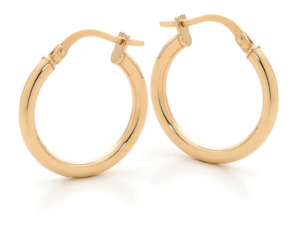 9ct Yellow Gold and Silver Bonded Plain Hoop Earrings