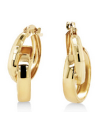 9ct Yellow Gold and Silver Bonded Double Hoop Earrings