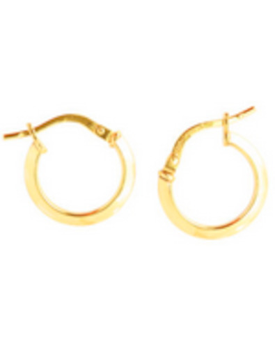 9ct Yellow Gold and Silver Bonded Plain Hoop Earrings