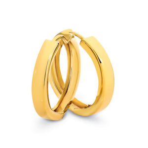 9ct Yellow Gold and Silver Bonded Plain Huggie Earrings