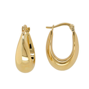 9ct Rose Gold and Silver Bonded Tear Drop Hoop Earrings