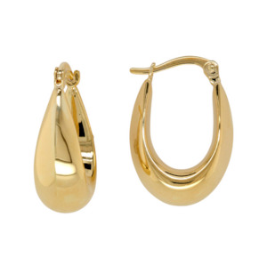 9ct Yellow Gold and Silver Bonded Tear Drop Hoop Earrings