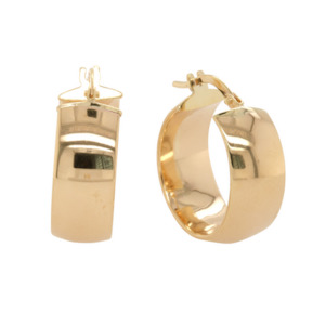 9ct Yellow Gold and Silver Bonded Plain Hoop Earrings
