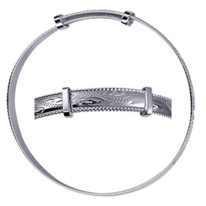 Childs Rope Edge Engraved Expanding Bangle - 5mm - SS
