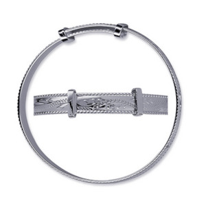 Baby Jewellery: Baby Rope Edge Engraved Expanding Bangle - 5mm - SS