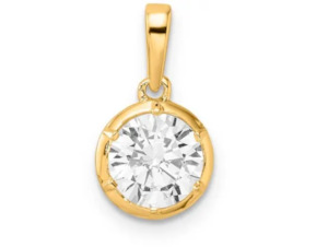 Laboratory Grown Diamonds 1: LAB Diamond Bezel Set Pendant - 9K YG TDW = 1.00ct  F VS