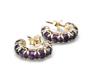 Amethyst Halo Cluster Earrings - GP