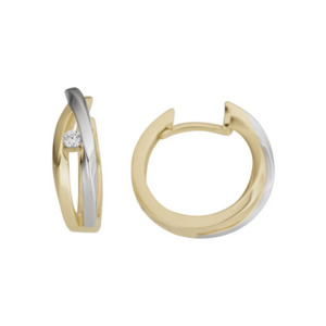 Diamond Hinged Earrings with Rhodium Plating