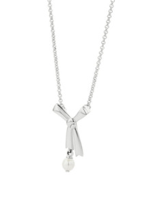 Pearl Bow Necklace - Silver