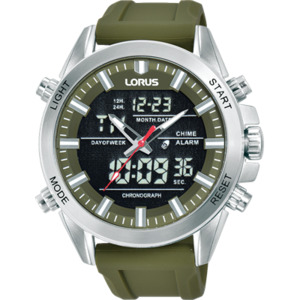 Lorus: Lorus Gents Sports - Duo Display - Alarm Chronograph - Khaki Green