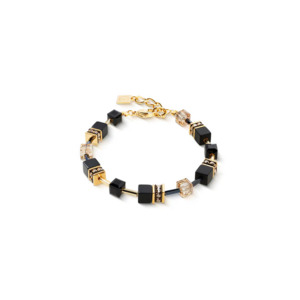 Coeur De Lion 1: Natural Onyx & Gold Plated Stainless Steel Bracelet