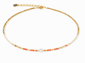 Coeur De Lion 1: Coral Sunset Pearl Gold Necklace