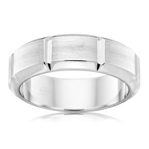 Mens Wedding Rings: Sterling Silver Gents Segmented Wedder - 8mm - Size U