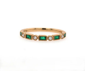 Coloured Stone Collection1: Emerald Baguette and Diamond ring