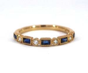 Coloured Stone Collection1: Sapphire Baguette and Round Diamond Band