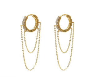 Silk Steel: Galaxie Hoop Earrings CZ + Gold