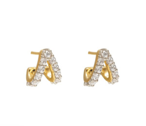 Silk Steel: Aria Hoop Earrings CZ + Gold