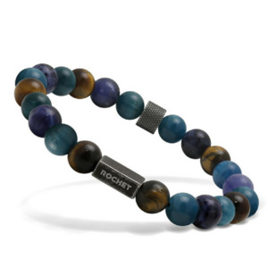 Zen - 8mm Blue Patite and Tigers Eye Beads - Elastic Braclet