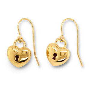 Heart Lock Hook Earrings - Bonded