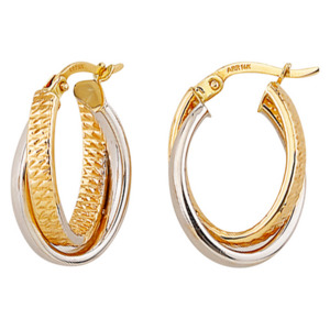 Oval Patterned Hoop Earring - Bonded Gold
