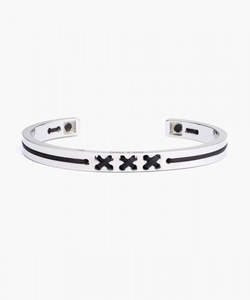 Pig And Hen: Navy & Silver Cris Cross Cuff 6mm