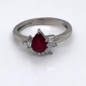 Coloured Stone Rings: 18ct White Gold Ruby and Diamond Ring
