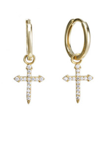 Georgini: Cross Hoop Earrings - GP