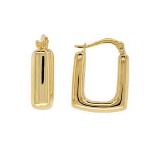 9ct Yellow Gold and Silver Bonded Square Hoop Earrings