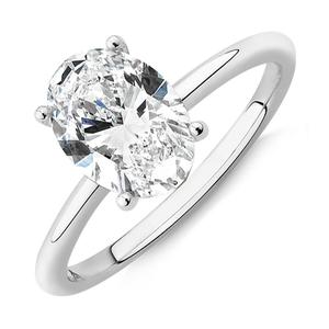 Laboratory Grown Diamonds 1: 18ct White Gold Oval LAB Diamond Ring