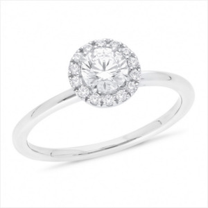 Laboratory Grown Diamonds 1: 18ct White Gold Halo Set LAB Diamond Ring