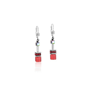 Geocube Red Earrings