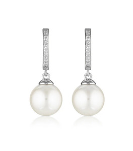 Georgini: Red Carpet Promenade Pearl Earrings in Silver
