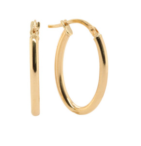 9ct Yellow Gold and Silver Bonded Oval Hoop Earrings