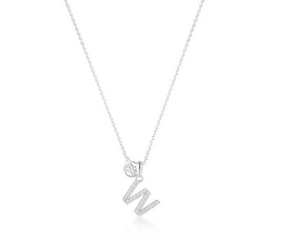 Luxury Letter "W" initial Pendant -SS