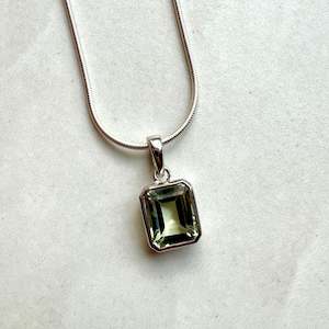 New Collection: Sterling Silver Emerald Fancy Cut Green Quartz Pendant