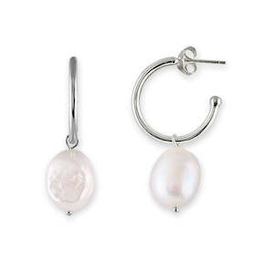 Bianc Jewellery: BIANC - Sterling Silver Freshwater Pearl 'Sorrento' Hoop Earrings