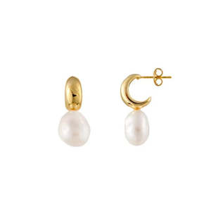 BIANC - Sterling Silver Gold Plated Freshwater Pearl 'Water' Stud Earrings