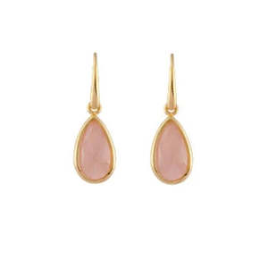 New Collection: BIANC - Sterling Silver Gold Plated Rose Quartz 'Grove' Drop Earrings