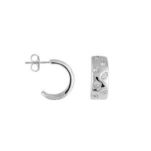 BIANC - Sterling Silver Cubic Zirconia 'NYX' Hoop Earrings