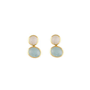 BIANC - Sterling Silver Yellow Gold Plated Moonstone & Aquamarine 'Motif&ap&hellip;