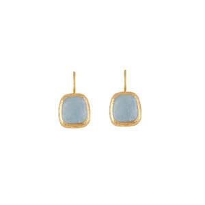 BIANC - Sterling Silver Yellow Gold Plated Milky Aquamarine 'Muse' Drop Earring
