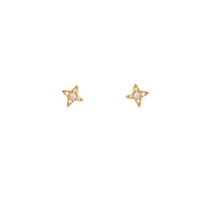 BIANC - Sterling Silver Yellow Gold Plated Cubic Zirconia 'Shine' Stud Earrings