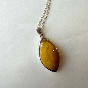 New Collection: Sterling Silver Milk Amber Rubover Pendant