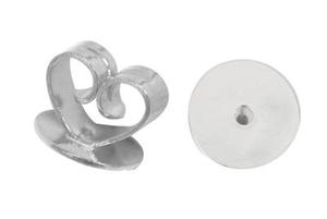 9ct White Gold Heart Shape Earring Scrolls - Pair