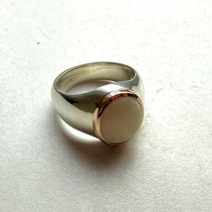 New Collection: Sterling Silver & 9ct Rose Gold Milk Opal Signet Ring