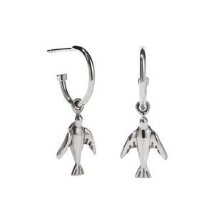 Meadowlark - Sterling Silver Dove Charm Signature Hoops