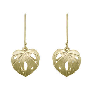 9ct Yellow Gold Kawakawa Leaf Drop Earrings