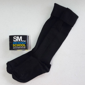 Products: Black Merino Socks - Knee high Turn-over Campus Clothing