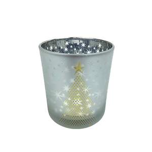 Silver Christmas Tree Glass Candle Jar - Candle Creations