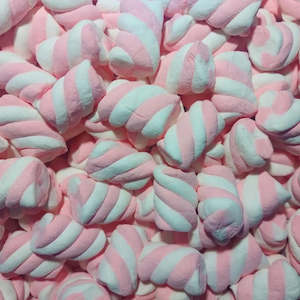 Marshmallow Lollies: Pink Twisted Marshmallows